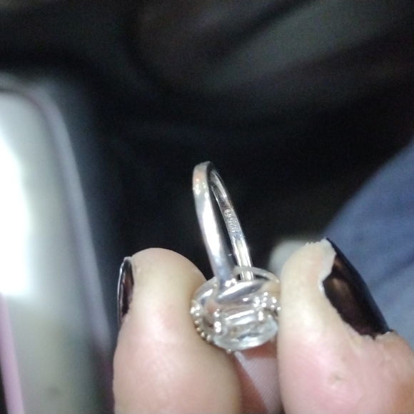 9.25 Silver Aquamarine and Diamond ring - Picture 3 of 3